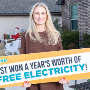 CoServ Member and Customer Tandi Smith is the 2023 winner of a free year of electricity from CoServ. She signed up for the drawing at CoServ's Member Customer Appreciation event in Little Elm.