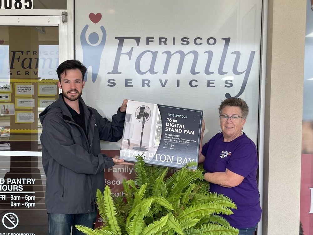 L to R: Walker Sims, Community Events Specialist, Rosalyn Wiener, Frisco Family Services Volunteer. Photo by JENNIFER EBERT