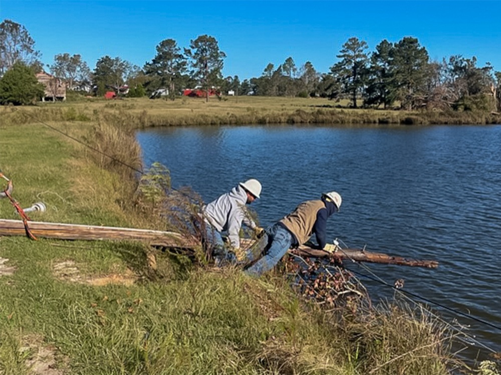 CoServ crews acting as mutual aid in Sandersville, Georgia for Washington EMC helping to restore power after Hurricane Helene went through the area.