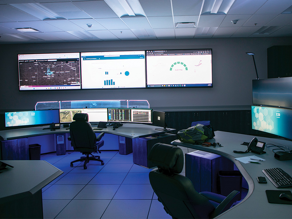 The Electric Control Center is where System Operators monitor the western half of CoServ’s service area.