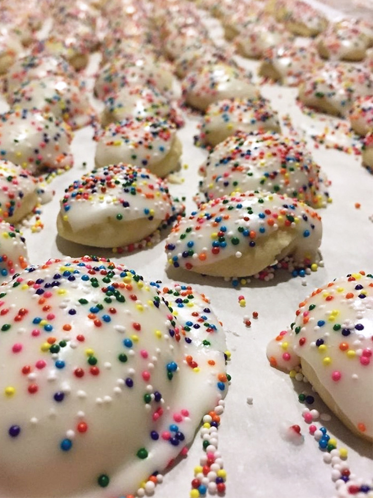 Italian sprinkle cookies made at Santini’s Sweets & Gelato.