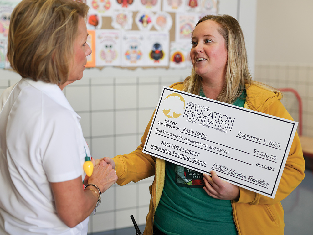 Lakeview Middle School teacher Kasie Hefty was awarded a grant from the Little Elm ISD Education Foundation that was funded by CCF.  Photo by JENNIFER EBERT