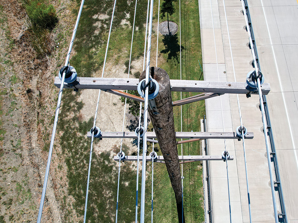 Photo from drone of damage to line. Photo by TY FLEMMING